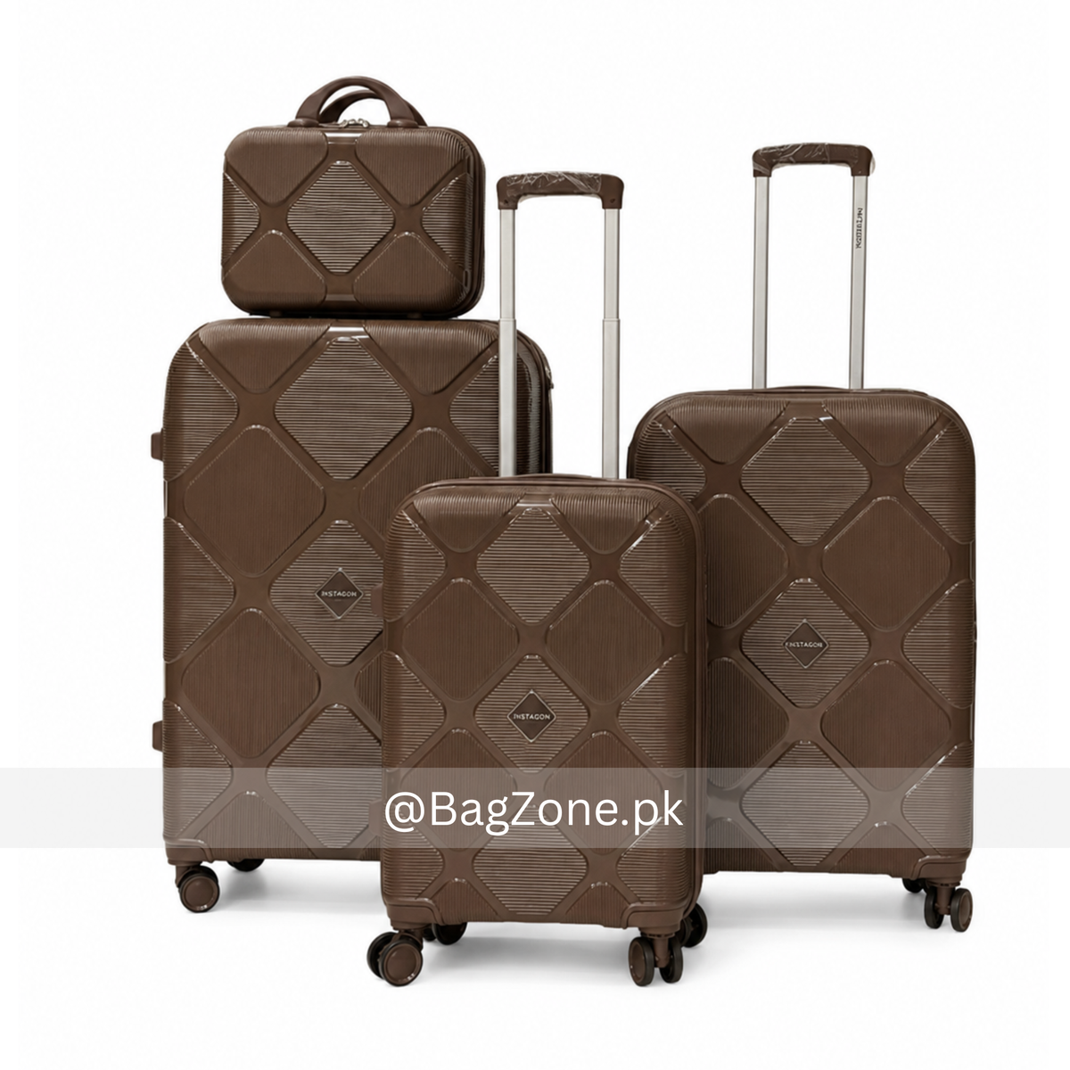 INSTAGON Premium PP Luggage Set of 4 with Beauty Box – TSA Lock, 360 ...