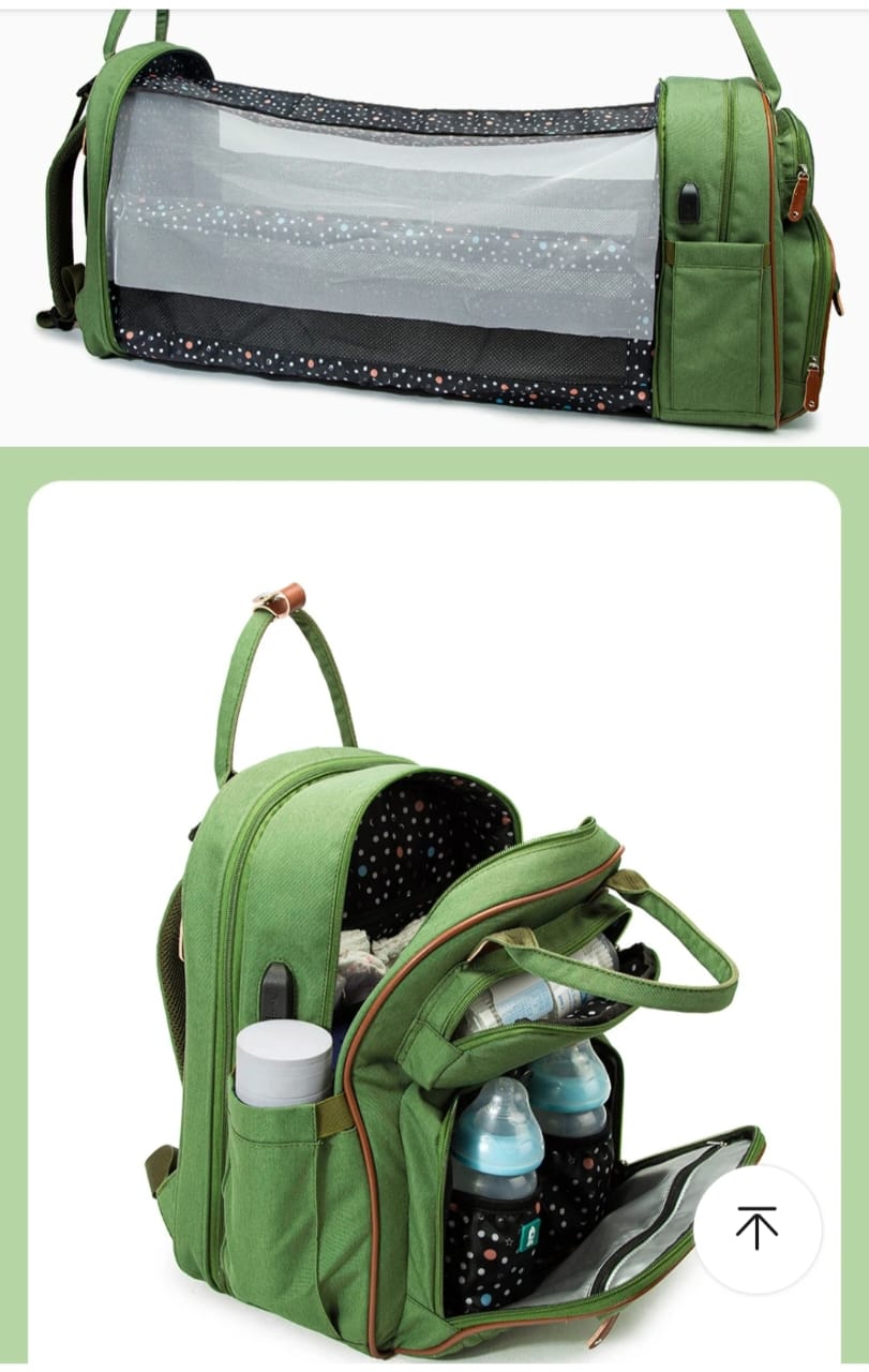 Mother & Baby Backpack with Mosquito Net – Convertible Folding Bed, Double Shoulder Design for Travel & Daily Outings